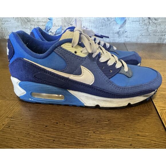 Nike Air Max 90 Mens Sz 8 Shoes Blue White Suede Athletic Low Trainer Sneakers main image 5